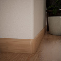 Ekena Millwork - MOCWM713 - 3 1/4"H x 1 5/16"P WM713 Americraft Solid Hardwood Stain Grade Modern Bullnose Outside Baseboard Corner Moulding