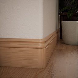 Ekena Millwork - MOCWM217 - 5 1/4"H x 1 5/16"P WM217 Americraft Solid Hardwood Stain Grade Bullnose Outside Baseboard Corner Moulding