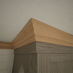 Ekena Millwork - MOCWM48 - 2 5/8"P x 3 3/8"H WM48 Americraft Solid Hardwood Stain Grade Crown Moulding Outside Corner