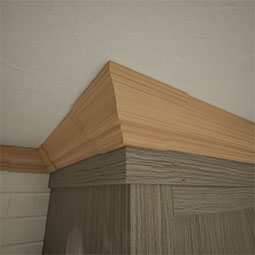 Ekena Millwork - MOCQWM48 - 2 13/16"P x 3 1/2"H WM48 Americraft Solid Hardwood Stain Grade Crown Moulding Outside Quick Corner