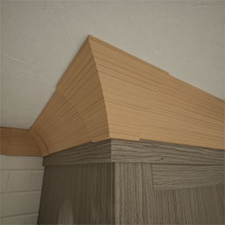 Ekena Millwork - MOCQWM291 - 3 11/16"P x 4 3/16"H WM291 Americraft Solid Hardwood Stain Grade Crown Moulding Outside Quick Corner