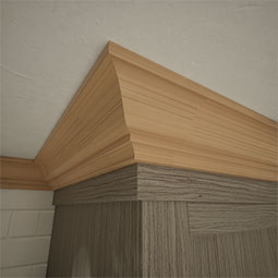 Ekena Millwork - MOCWM45 - 3 3/4"P x 3 11/16"H WM45 Americraft Solid Hardwood Stain Grade Crown Moulding Outside Corner