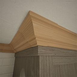Ekena Millwork - MOCQWM45 - 3 3/4"P x 3 11/16"H WM45 Americraft Solid Hardwood Stain Grade Crown Moulding Outside Quick Corner