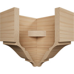 Ekena Millwork - MOCS1 - 2 3/4"P x 5 5/8"H x 5 1/2"W Americraft Solid Hardwood Stain Grade Universal Outside Crown Moulding Block for Profiles up to 3"H x 2 3/4"P