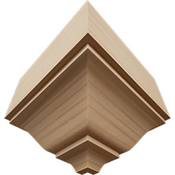 Ekena Millwork - MOCS1 - 2 3/4"P x 5 5/8"H x 5 1/2"W Americraft Solid Hardwood Stain Grade Universal Outside Crown Moulding Block for Profiles up to 3"H x 2 3/4"P
