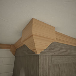 Ekena Millwork - MOCS1 - 2 3/4"P x 5 5/8"H x 5 1/2"W Americraft Solid Hardwood Stain Grade Universal Outside Crown Moulding Block for Profiles up to 3"H x 2 3/4"P