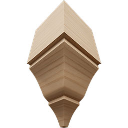 Ekena Millwork - MICS2 - 3 5/8"W x 3 5/8"P x 7 1/2"H Americraft Solid Hardwood Stain Grade Universal Inside Crown Moulding Block for Profiles up to 4"H x 3 5/8"P