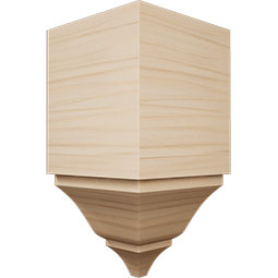 Ekena Millwork - MICS2 - 3 5/8"W x 3 5/8"P x 7 1/2"H Americraft Solid Hardwood Stain Grade Universal Inside Crown Moulding Block for Profiles up to 4"H x 3 5/8"P