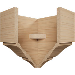 Ekena Millwork - MOCS2 - 3 5/8"P x 7 1/2"H x 7 1/4"W Americraft Solid Hardwood Stain Grade Universal Outside Crown Moulding Block for Profiles up to 4"H x 3 5/8"P