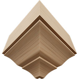 Ekena Millwork - MOCS2 - 3 5/8"P x 7 1/2"H x 7 1/4"W Americraft Solid Hardwood Stain Grade Universal Outside Crown Moulding Block for Profiles up to 4"H x 3 5/8"P