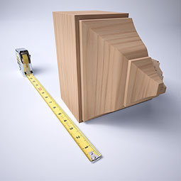 Ekena Millwork - MOCS2 - 3 5/8"P x 7 1/2"H x 7 1/4"W Americraft Solid Hardwood Stain Grade Universal Outside Crown Moulding Block for Profiles up to 4"H x 3 5/8"P