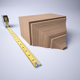Ekena Millwork - MDBS2 - 3 5/8"P x 7 1/4"W x 7 1/2"H Americraft Solid Hardwood Stain Grade Universal Mid Crown Moulding Coupler Block for Profiles up to 4"H x 3 5/8"P