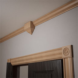 Ekena Millwork - MDBS2 - 3 5/8"P x 7 1/4"W x 7 1/2"H Americraft Solid Hardwood Stain Grade Universal Mid Crown Moulding Coupler Block for Profiles up to 4"H x 3 5/8"P