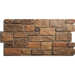 EverStone Cobblestone Faux Stone Panel, 48"W x 23 3/4"H x 1 1/8"D, Rustic Roast Color