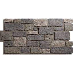 EverStone Cobblestone Faux Stone Panel, 48"W x 23 3/4"H x 1 1/8"D, Midnight Granite Color