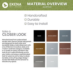 Ekena Millwork - SWA - Designer Series Adjustable Acrylic Slat Wall Panel Kit w/ 4"W Slats
