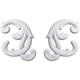 Ekena Millwork - ONL04X03OS-P - Endurathane Oslo Scroll Onlay, 4 1/2"W x 3 7/8"H x 1/4"P (Sold as a Pair or Seperately), Factory Primed