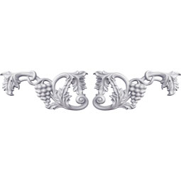 Ekena Millwork - ONL08X04X01GR-P - Endurathane Small Grape and Leaf Onlay, 8 5/8"W x 4 3/8"H x 3/4"P (Sold as a Pair or Seperately), Factory Primed