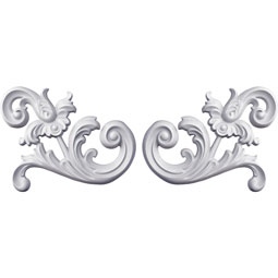 Ekena Millwork - ONL08X07TS-P - Endurathane Terrones Scroll Onlay, 8 7/8"W x 7 1/8"H x 3/4"P (Sold as a Pair or Seperately), Factory Primed