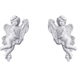 Ekena Millwork - ONL10X09X01SE-P - Endurathane Seville Angel Corner Onlay, 6 1/2"W x 12 1/8"H x 2"P (Sold as a Pair or Seperately), Factory Primed