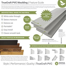 Royal Building Products, Inc - MLDP02X02WM205WH - WM 205 - 1 1/8"H x 1 1/8"P x 96"L, TrueCraft PVC Outside Corner Moudling, White