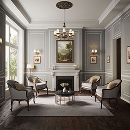 Royal Building Products, Inc - MLDP01X03CSWH - 2 5/8"H x 1/2"P x 96"L, TrueCraft PVC Creations Series Chair Rail Moulding, White