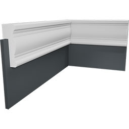 Royal Building Products, Inc - MLDP01X03WSWH - 3"H x 1"P x 96"L, TrueCraft PVC Decorative Wainscot Cap Moulding, White