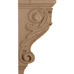 PCI Enterprises - CORSH4RO - AmeriCraft Large Shell Corbel, 5 1/4"W x 7 1/4"D x 14"H, Red Oak