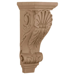 PCI Enterprises - CORSH4RO - AmeriCraft Large Shell Corbel, 5 1/4"W x 7 1/4"D x 14"H, Red Oak