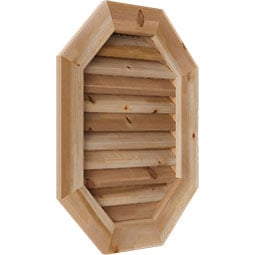 Ekena Millwork - GVWOV - Rustic Wood Vertical Elongated Octagon Gable Vent