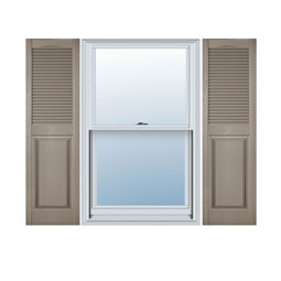 Mid-America - MVCLP1 - Custom Size Cathedral Louver Top Raised Panel Bottom Window Shutters, w/Installation Shutter-Lok's (Per Pair), Vinyl