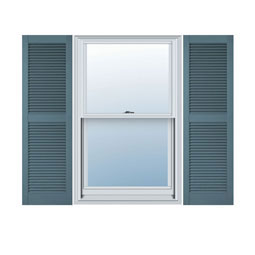 Mid-America - MVLL2 - Custom Size Straight Top Center Mullion Vinyl Open Louver Window Shutters, w/Installation Shutter-Lok's (Per Pair)