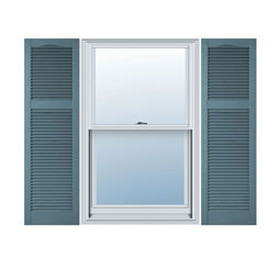 Mid-America - MVLL3 - Custom Size Cathedral Top Offset Mullion Vinyl Open Louver Window Shutters, w/Installation Shutter-Lok's (Per Pair)