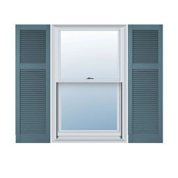 Mid-America - MVLL4 - Custom Size Straight Top Offset Mullion Vinyl Open Louver Window Shutters, w/Installation Shutter-Lok's (Per Pair)