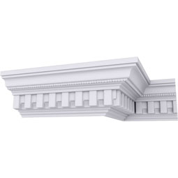 Ekena Millwork - MLD04X04X05KP - Endurathane Kepler Dentil with Bead Crown Moulding, 4"H x 3 7/8"P x 5 1/2"F x 94 1/2"L, Factory Primed