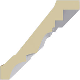 Ekena Millwork - MLD02X02X03TI - Endurathane Tirana Crown Moulding, 2 3/8"H x 2 3/8"P x 3 1/4"F x 94 1/2"L, Factory Primed