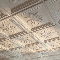 Ekena Millwork - CT24X24FL - Endurathane Floral Ceiling Tile, 23 7/8"W x 23 7/8"H x 2 1/2"P. Factory Primed