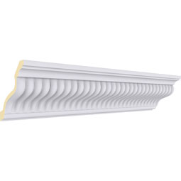 Ekena Millwork - MLD04X04X05CI - Endurathane Carrillo Small Crown Moulding, 3 7/8"H x 3 7/8"P x 5 1/2"F x 94 1/2"L, Factory Primed