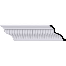 Ekena Millwork - MLD04X04X05CI - Endurathane Carrillo Small Crown Moulding, 3 7/8"H x 3 7/8"P x 5 1/2"F x 94 1/2"L, Factory Primed