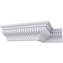 Ekena Millwork - MLD04X04X05CI - Endurathane Carrillo Small Crown Moulding, 3 7/8"H x 3 7/8"P x 5 1/2"F x 94 1/2"L, Factory Primed