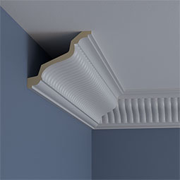 Ekena Millwork - MLD04X05X07CI - Endurathane Carrillo Medium Crown Moulding, 4 5/8"H x 5 3/8"P x 6 7/8"F x 94 1/2"L, Factory Primed
