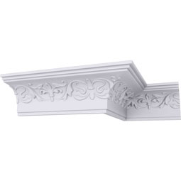 Ekena Millwork - MLD03X03X04FL - Endurathane Fleur-de-lis Crown Moulding, 3 1/4"H x 3 1/2"P x 4 5/8"F x 94 1/2"L, Factory Primed