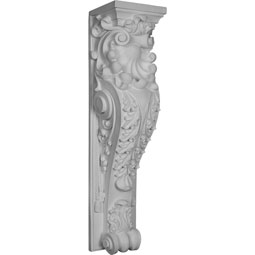 Ekena Millwork - SUR34X08X08SC - Endurathane Scroll Leaf Surround, 7 7/8"W x 7 7/8"D x 34"H, Factory Primed