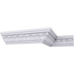Ekena Millwork - MLD02X02X04WH - Endurathane Whitman Crown Moulding, 2 1/2"H x 2 1/2"P x 3 5/8"F x 94 1/2"L, Factory Primed