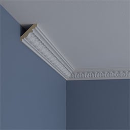 Ekena Millwork - MLD02X02X03WH - Endurathane Whitman Small Crown Moulding, 2"H x 2"P x 2 3/4"F x 94 1/2"L, Factory Primed