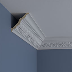 Ekena Millwork - MLD04X04X05EM - Endurathane Emery Crown Moulding, 3 7/8"H x 3 7/8"P x 5 1/2"F x 94 1/2"L, Factory Primed