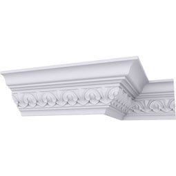 Ekena Millwork - MLD04X04X05EM - Endurathane Emery Crown Moulding, 3 7/8"H x 3 7/8"P x 5 1/2"F x 94 1/2"L, Factory Primed