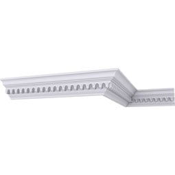Ekena Millwork - MLD03X04X06HE - Endurathane Heaton Crown Moulding, 3 7/8"H x 4"P x 5 5/8"F x 94 1/2"L, Factory Primed