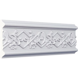 Ekena Millwork - PML04X01FE - Endurathane Federal with Flowers Panel Moulding, 4 3/8"H x 7/8"P x 94 1/2"L, Factory Primed