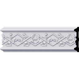 Ekena Millwork - PML04X01FE - Endurathane Federal with Flowers Panel Moulding, 4 3/8"H x 7/8"P x 94 1/2"L, Factory Primed